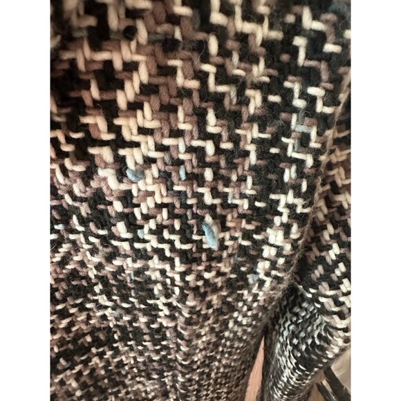 World Folk Art Hooded Woven 100% Wool Coat M Nanaimo Canada Button Pockets Read - Picture 9 of 16